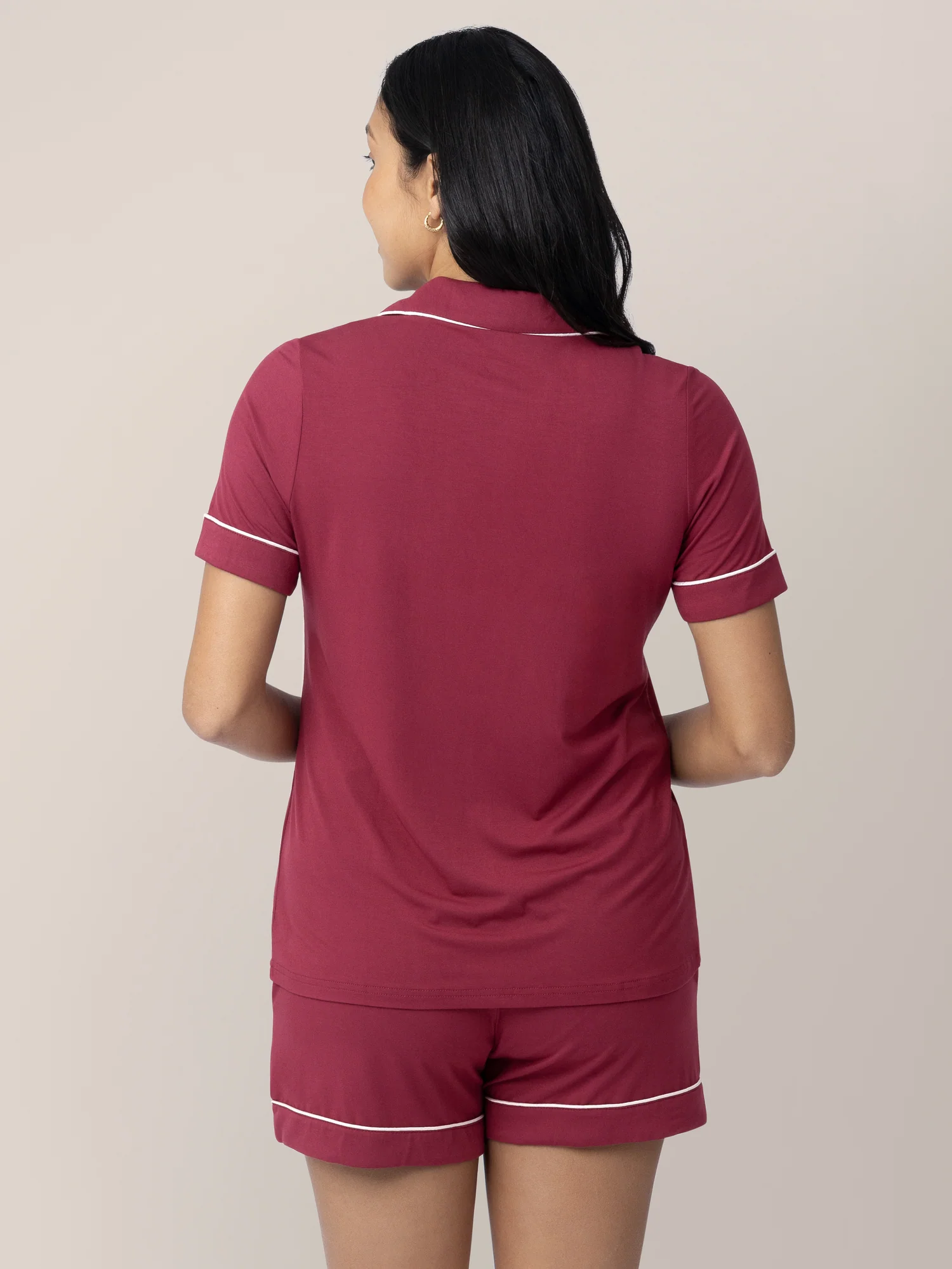 Clea Bamboo Short Sleeve Pajama Set | Deep Berry - Image 3