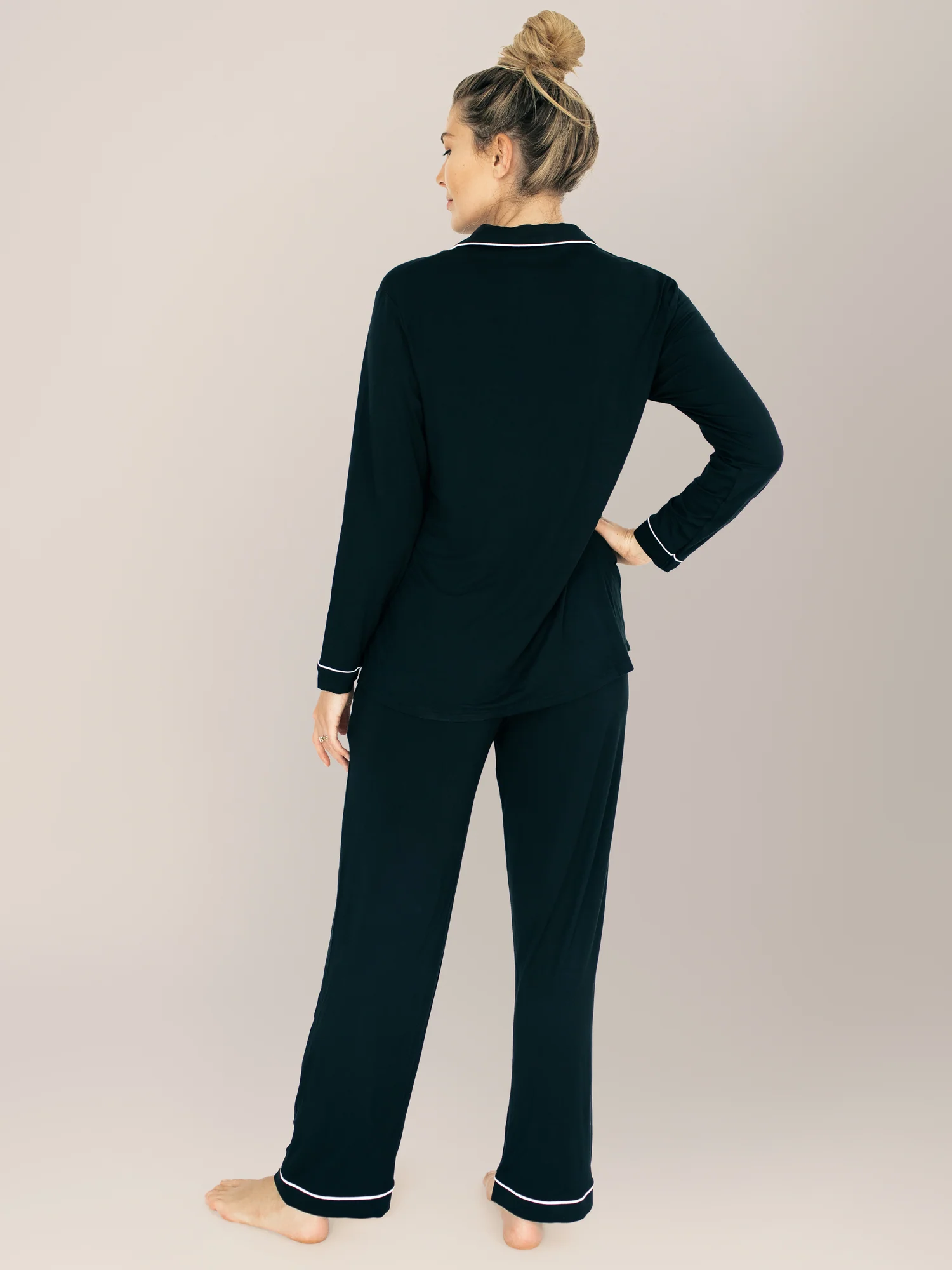 Clea Bamboo Long Sleeve Pajama Set | Black - Image 3