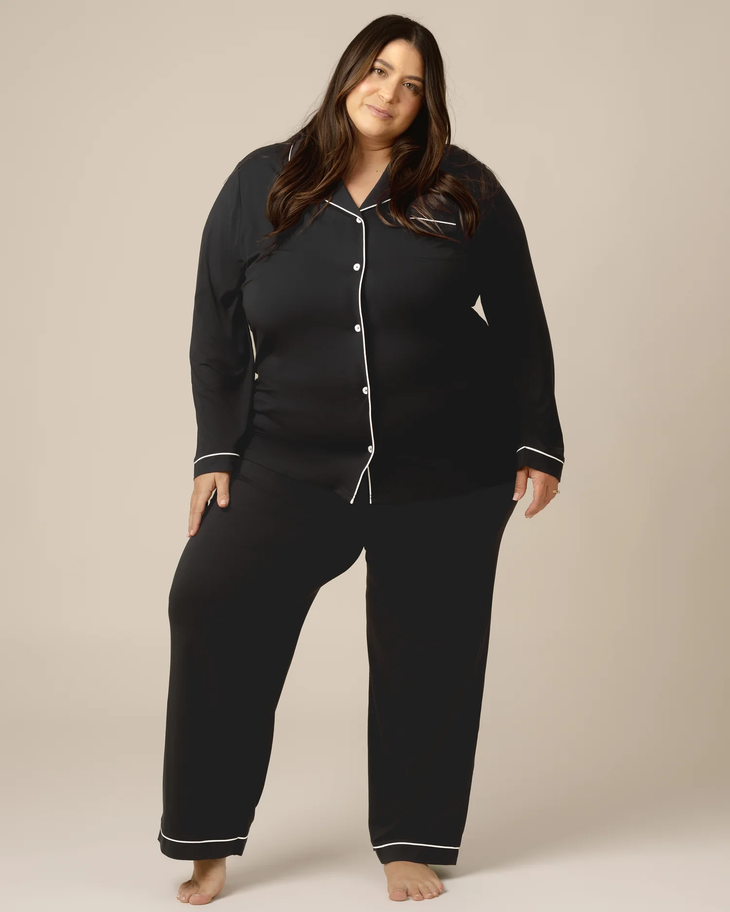 Clea Bamboo Long Sleeve Pajama Set | Black - Image 5
