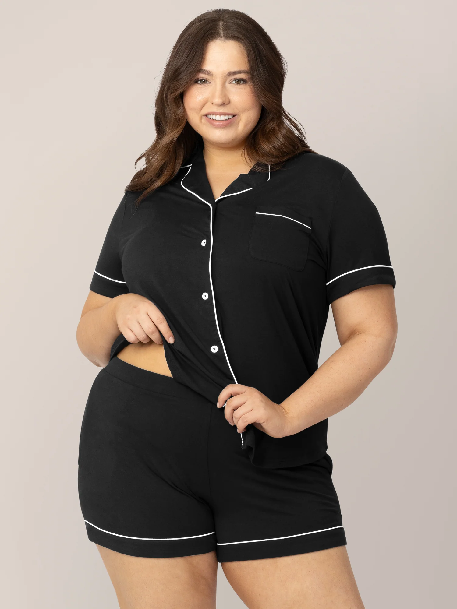 Clea Bamboo Short Sleeve Pajama Set | Black - Image 4