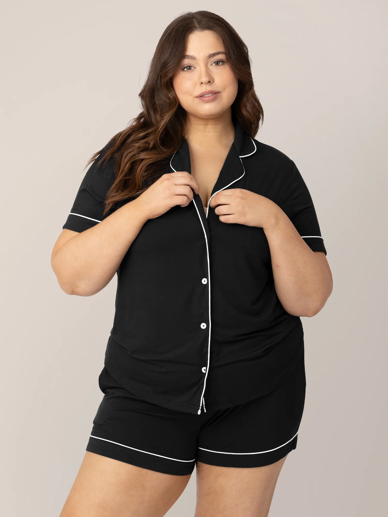 Clea Bamboo Short Sleeve Pajama Set | Black - Image 5