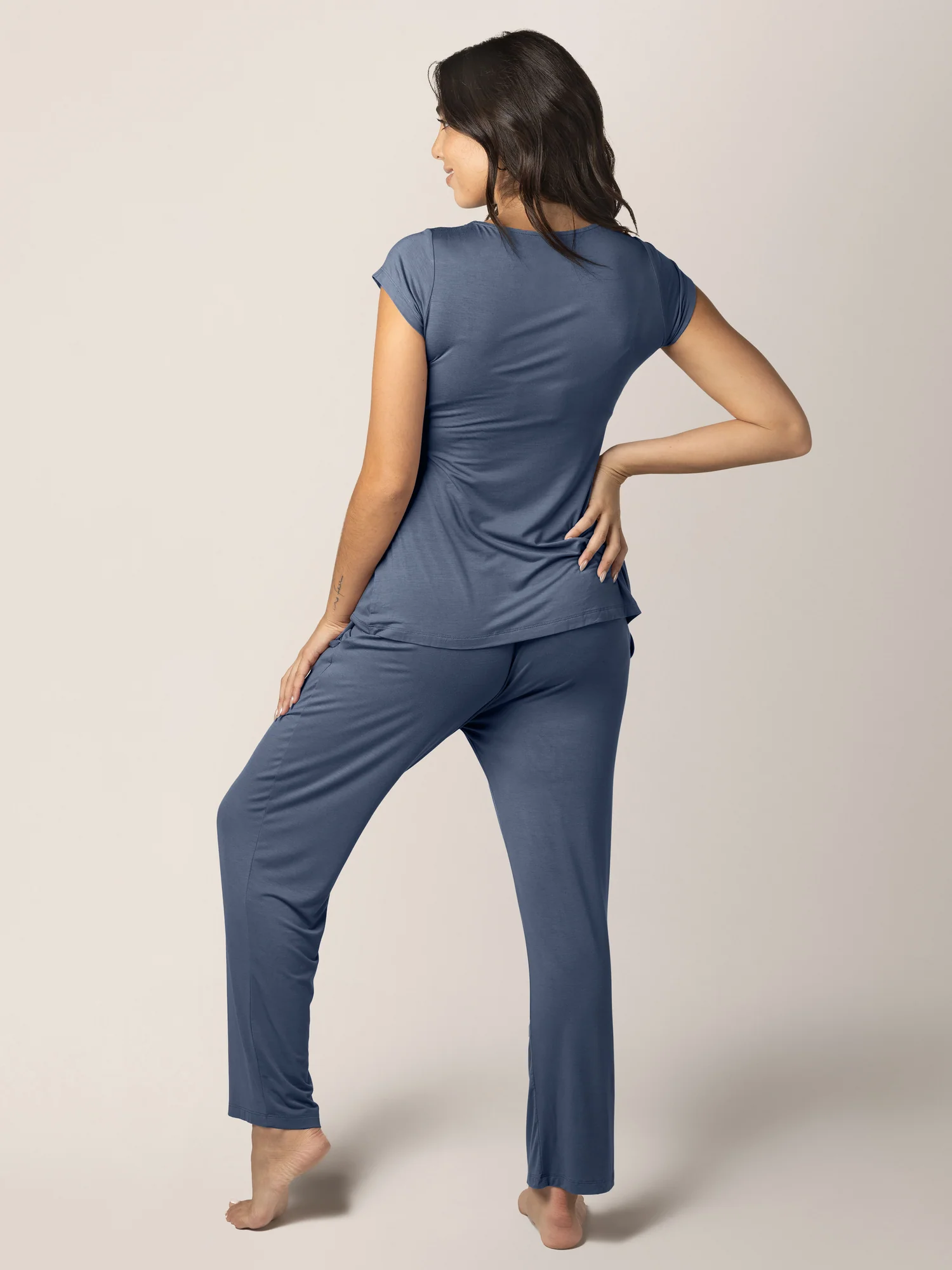 Davy Maternity & Nursing Pajama Set | Slate Blue - Image 3