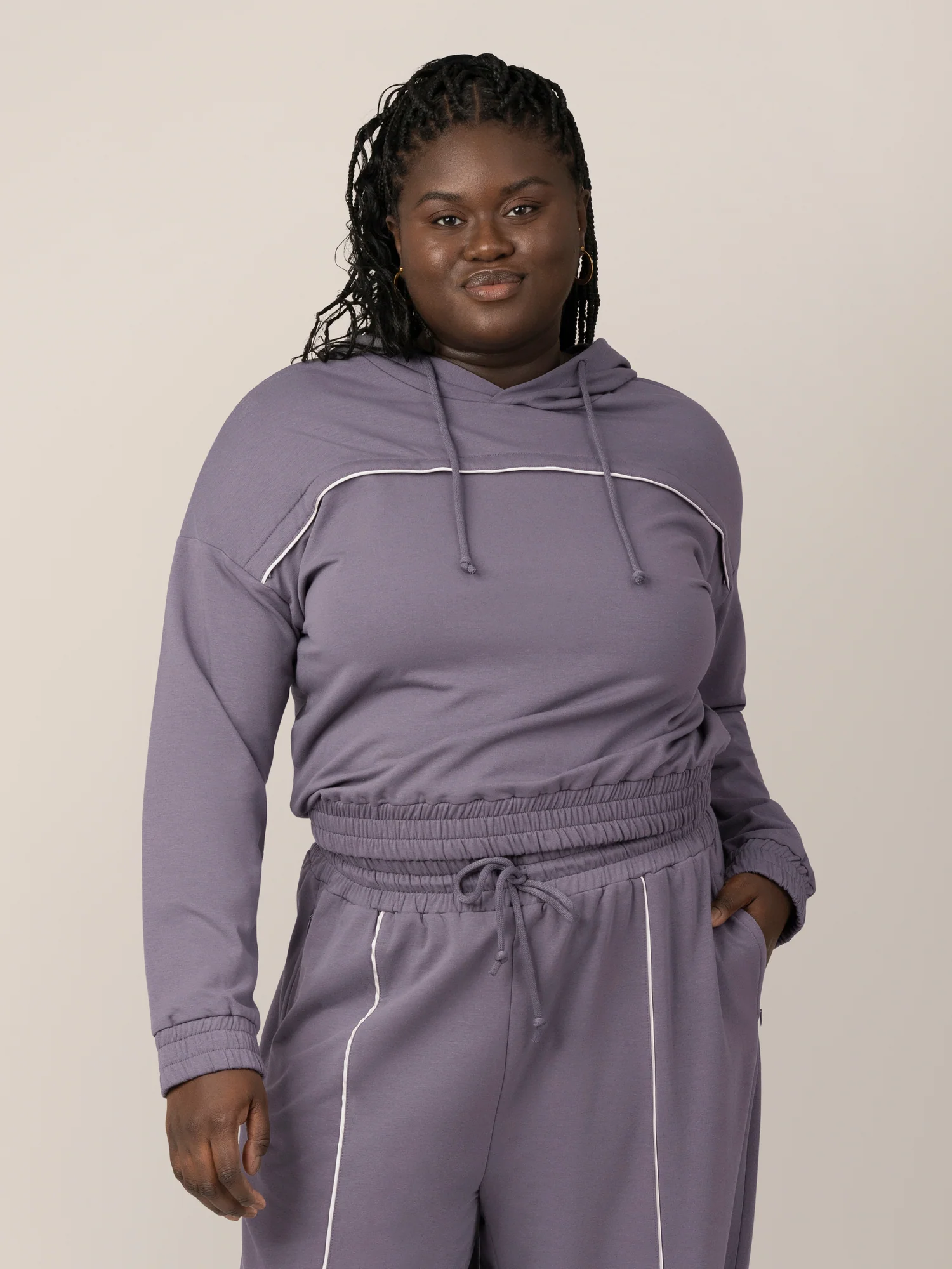 Mila Cropped Nursing Hoodie | Granite - Image 3