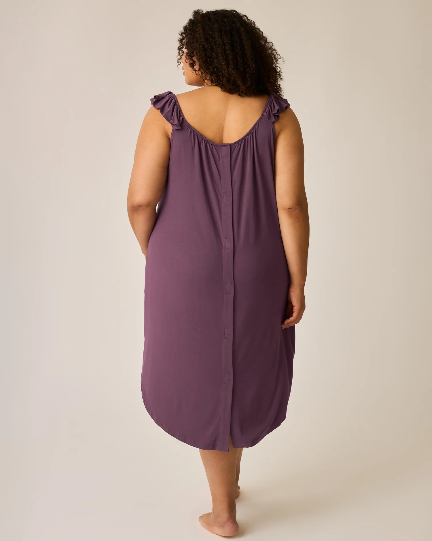 Ruffle Strap Labor & Delivery Gown | Burgundy Plum - Image 6