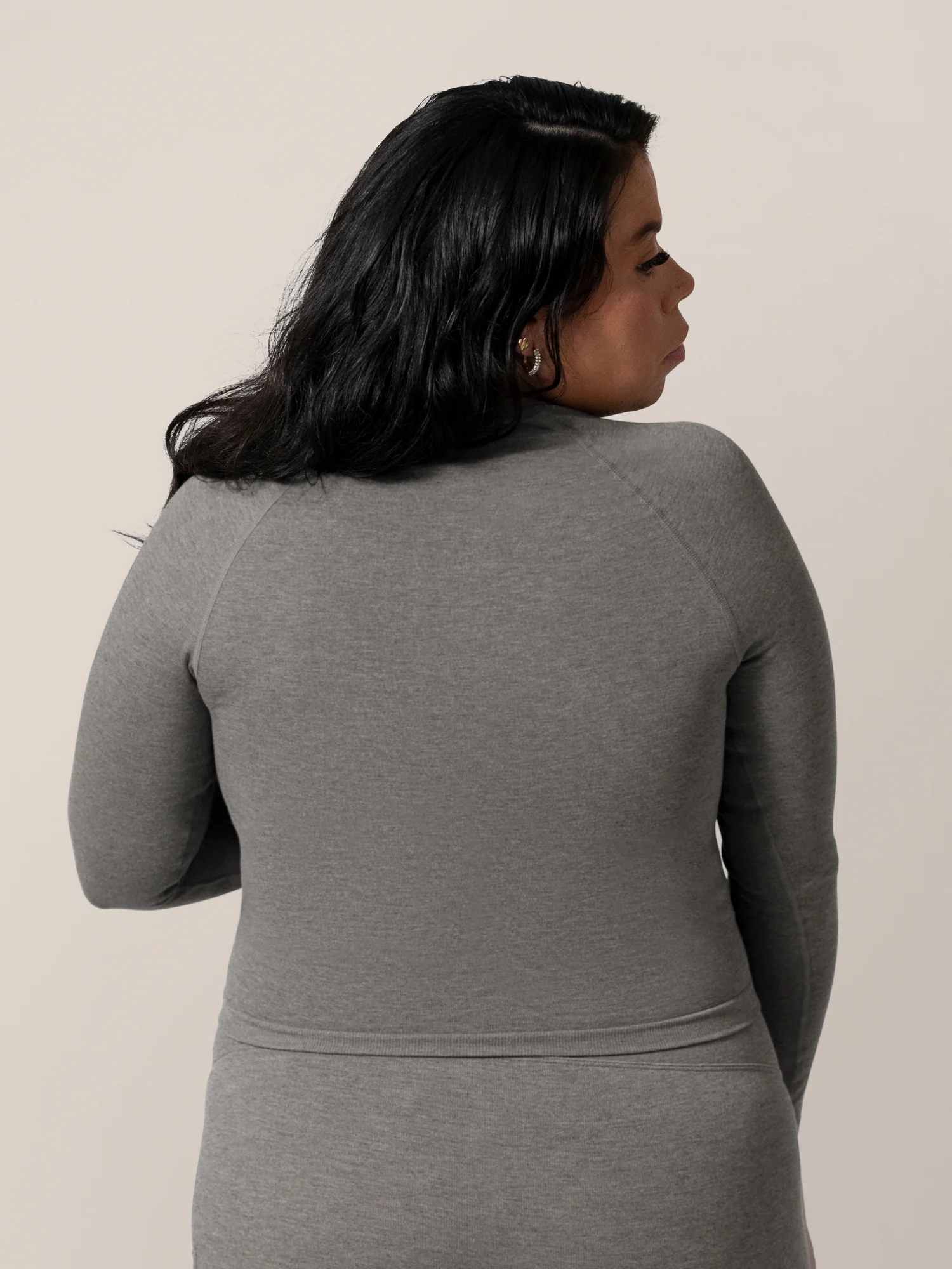 Sublime® Bamboo Maternity & Nursing Cropped Long Sleeve Top | Charcoal - Image 7