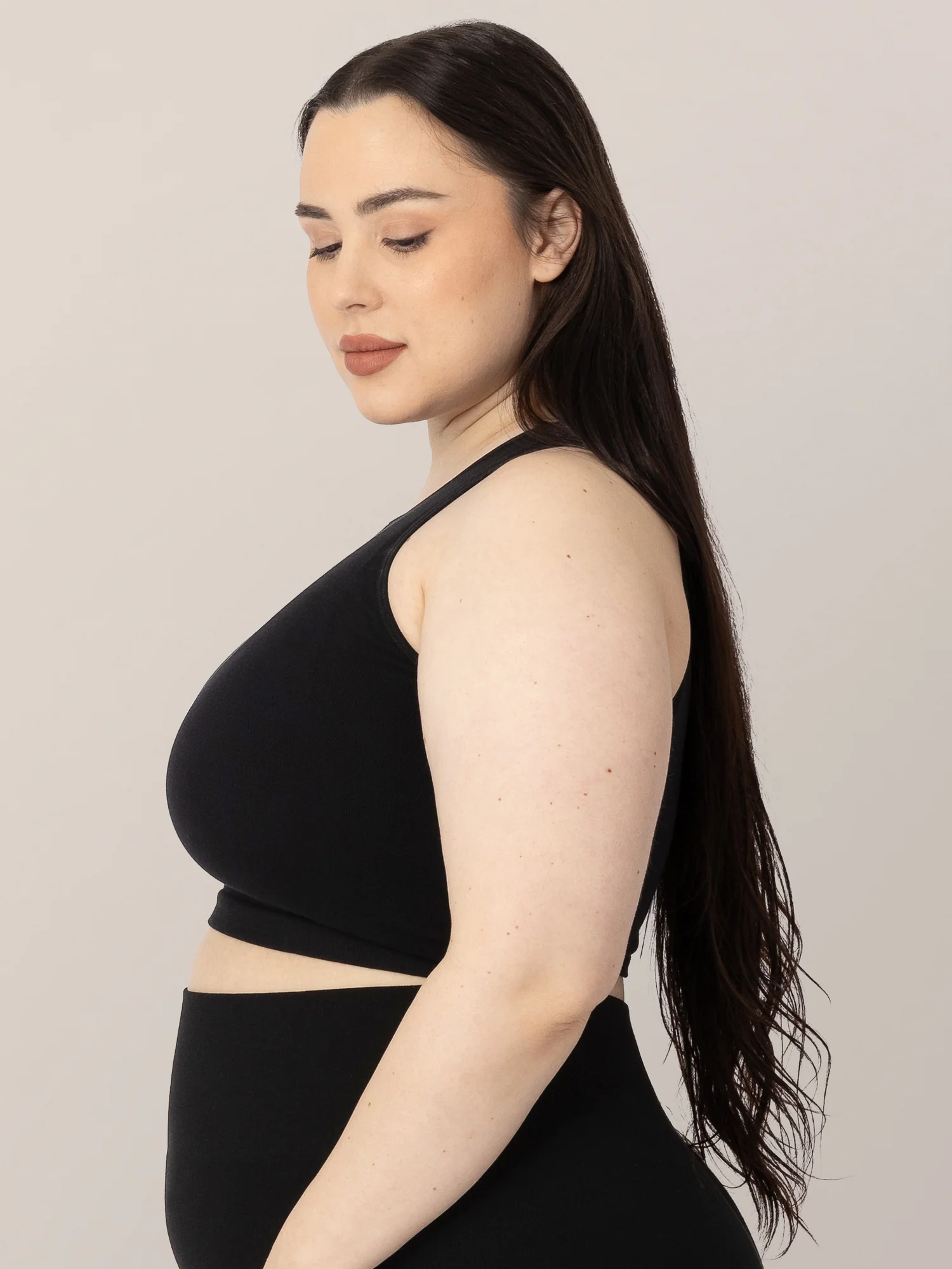Sublime® Bamboo Maternity & Nursing Longline Bra Top | Black - Image 5
